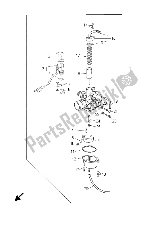 All parts for the Carburetor of the Yamaha CS 50R AC JOG 2007