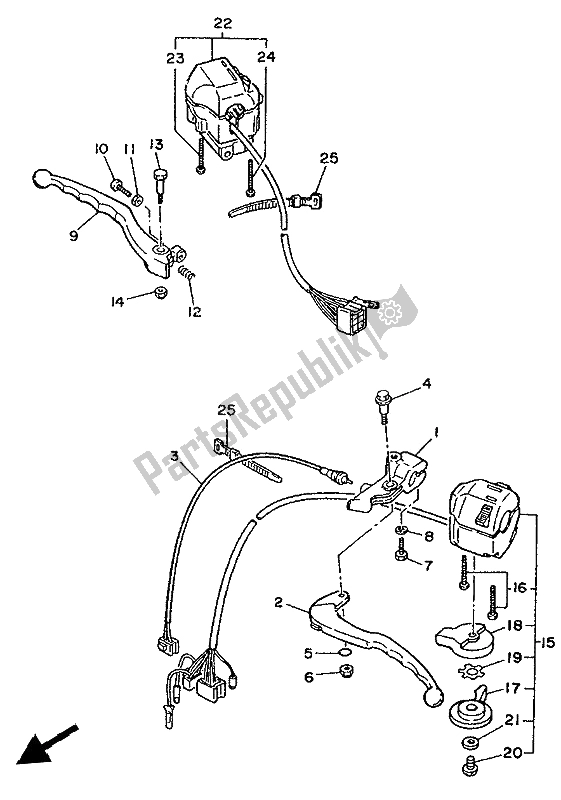 Tutte le parti per il Impugnatura Interruttore E Leva del Yamaha XV 250 Virago 1994