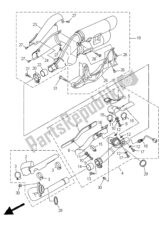 Tutte le parti per il Scarico del Yamaha XVS 1300 CU 2014