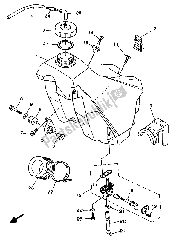 Tutte le parti per il Serbatoio Di Carburante del Yamaha YZ 250 LC 1993