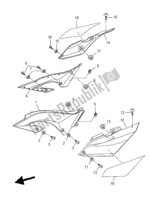 Toutes les pièces pour le Couvercle Latéral du Yamaha WR 125R 2009