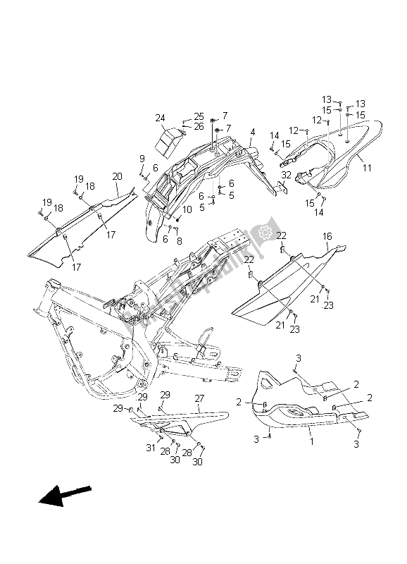 Tutte le parti per il Corpo Posteriore del Yamaha XT 125X 2006