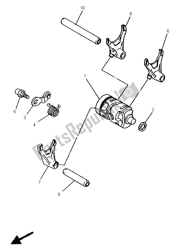 All parts for the Shift Cam & Fork of the Yamaha WR 250Z 1995