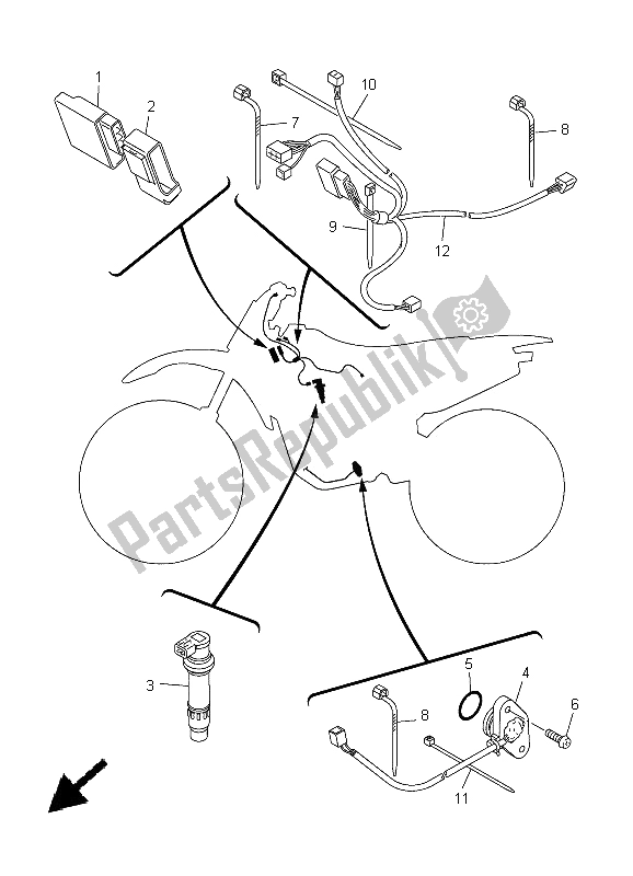 Toutes les pièces pour le électrique 1 du Yamaha YZ 250F 2005