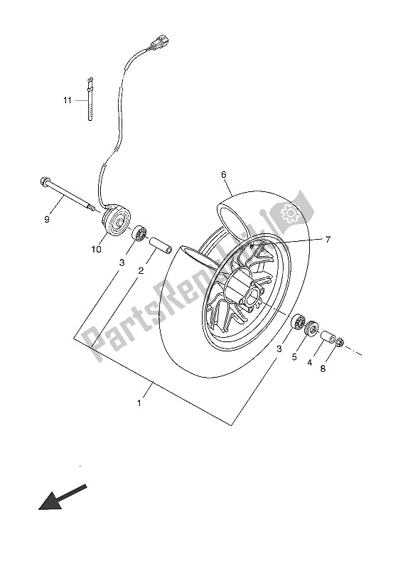 Todas las partes para Rueda Delantera de Yamaha CW 50N 2016