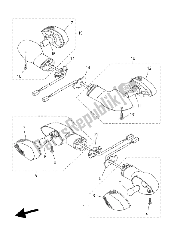 All parts for the Flasher Light of the Yamaha FZ1 S Fazer 1000 2010