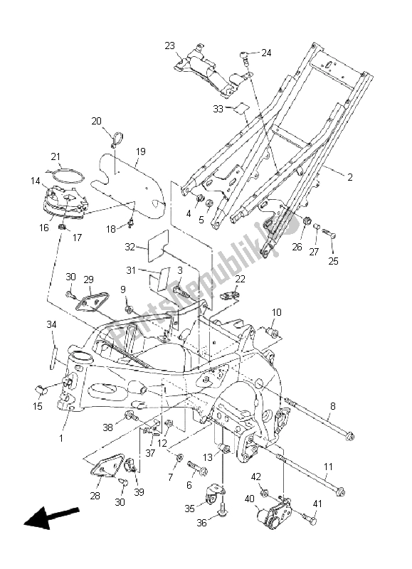 All parts for the Frame of the Yamaha FZ1 NA Fazer 1000 2009