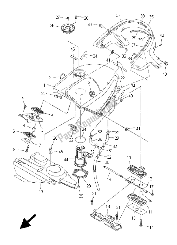 Alle onderdelen voor de Benzinetank van de Yamaha FJR 1300A 2011