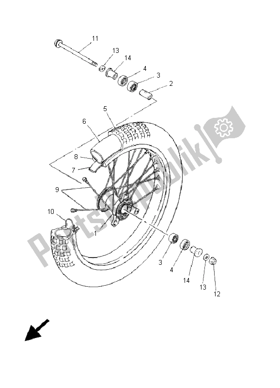 All parts for the Front Wheel of the Yamaha YZ 80 SW LW 2001