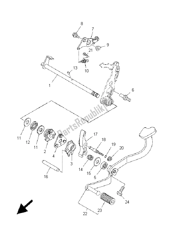 All parts for the Shift Shaft of the Yamaha T 135 FI Crypton X 2009