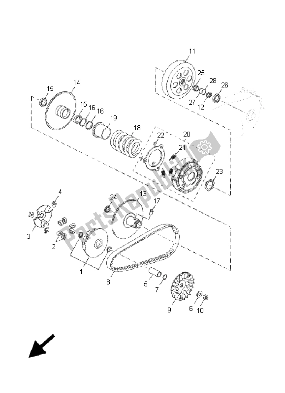 All parts for the Clutch of the Yamaha YP 125R X Maxi 2009