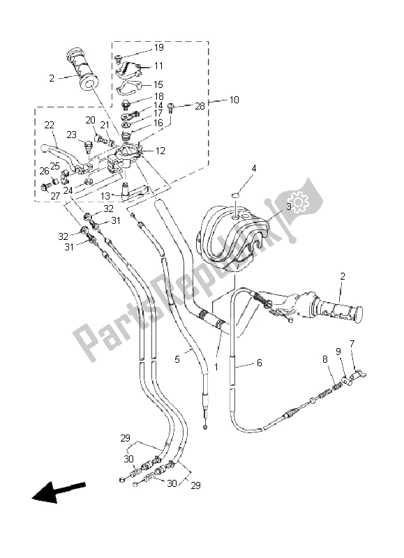 All parts for the Steering Handle & Cable of the Yamaha YFM 80R 2004