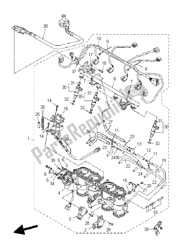 All parts for the Intake 2 of the Yamaha FZ1 NA Fazer 1000 2010