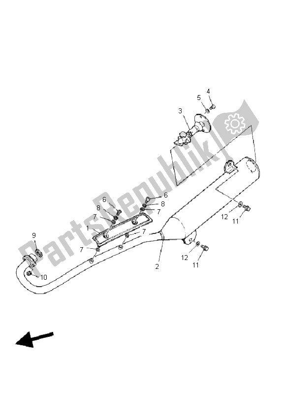 All parts for the Exhaust of the Yamaha YFM 125 Grizzly 2006