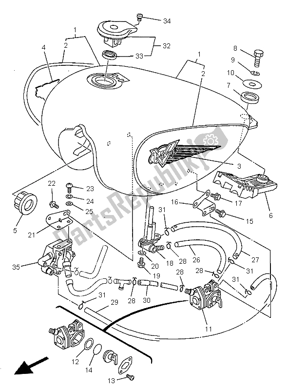 Wszystkie części do Zbiornik Paliwa Yamaha XV 250S 1999