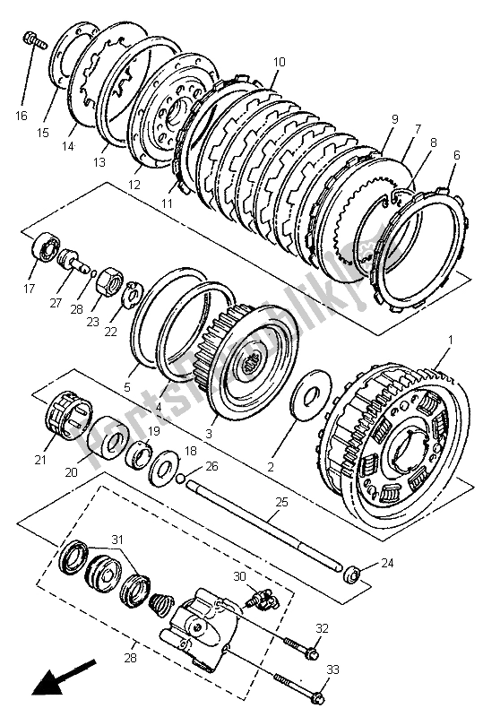 All parts for the Clutch of the Yamaha XJR 1200 1996