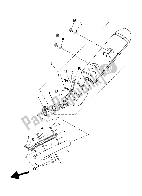 All parts for the Exhaust of the Yamaha YFZ 450R SE 2010