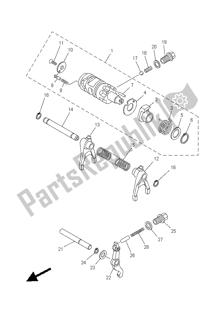 Tutte le parti per il Camma Cambio E Forcella del Yamaha YFM 550 Fwad Yamaha Black 2015