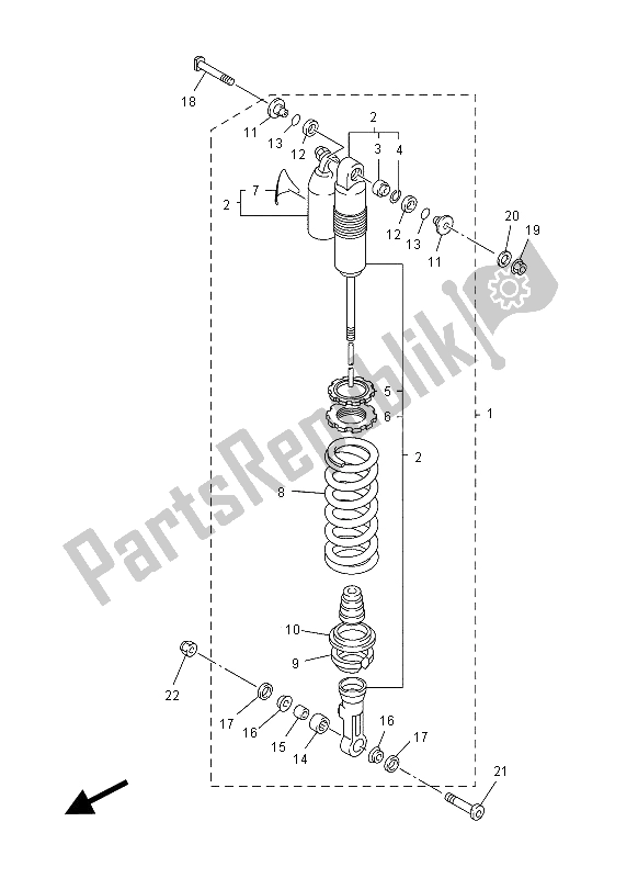 Toutes les pièces pour le Suspension Arrière du Yamaha WR 450F 2012