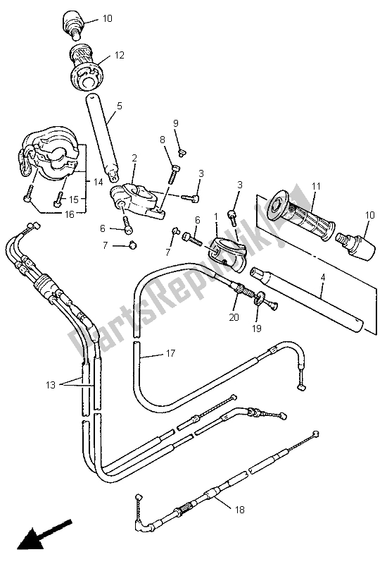 Alle onderdelen voor de Stuurhendel En Kabel van de Yamaha YZF 600R Thundercat 1998