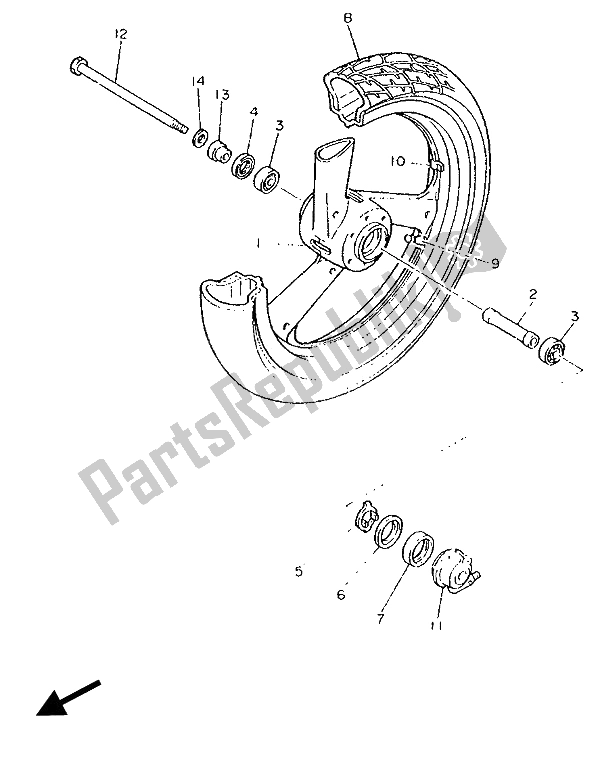 Todas las partes para Rueda Delantera de Yamaha FZ 750 Genesis 1989