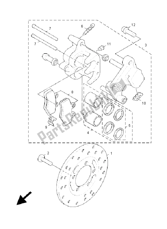 All parts for the Front Brake Caliper of the Yamaha XC 125 Cygnus 2005