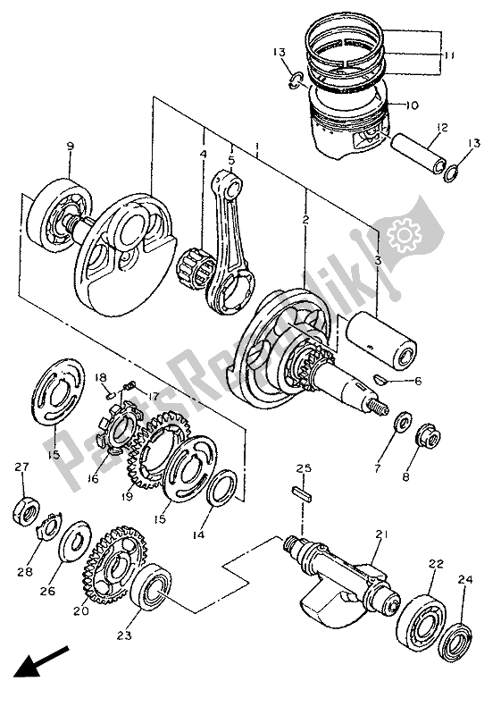 All parts for the Crankshaft & Piston of the Yamaha XT 600E 1990