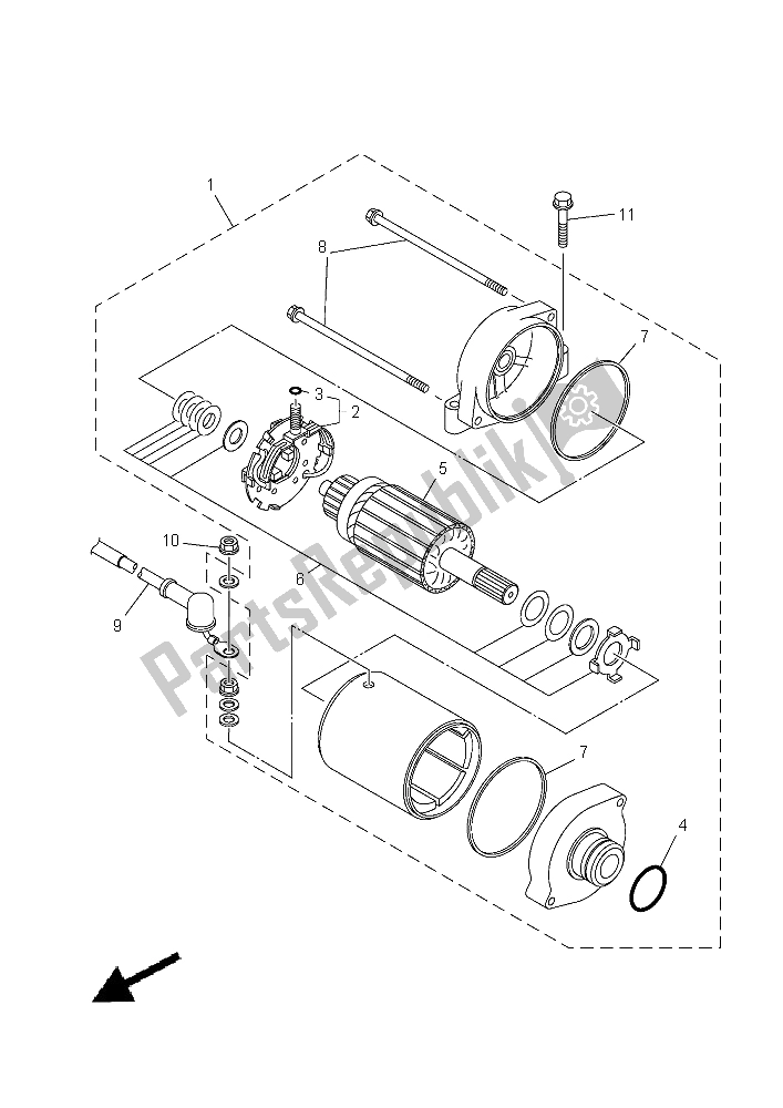 All parts for the Starting Motor of the Yamaha YXM 700E Yamaha Black 2015