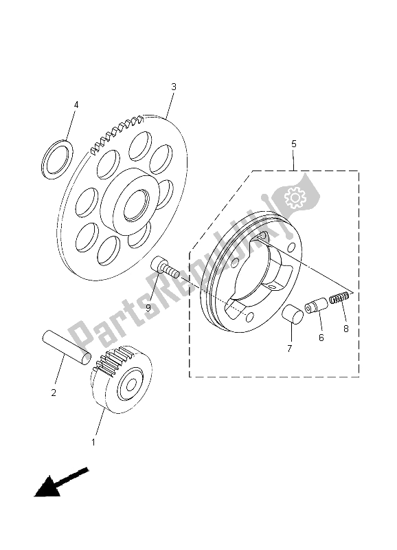 Alle onderdelen voor de Starterkoppeling van de Yamaha TT R 110E 2012