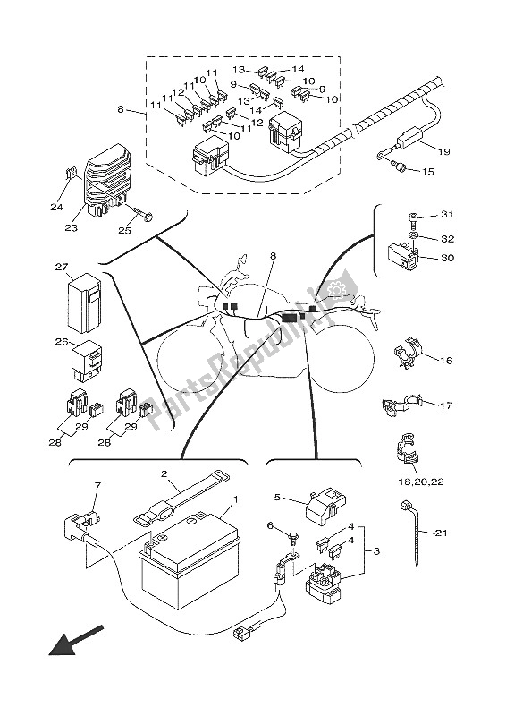 Wszystkie części do Elektryczny 1 Yamaha XSR 700 2016