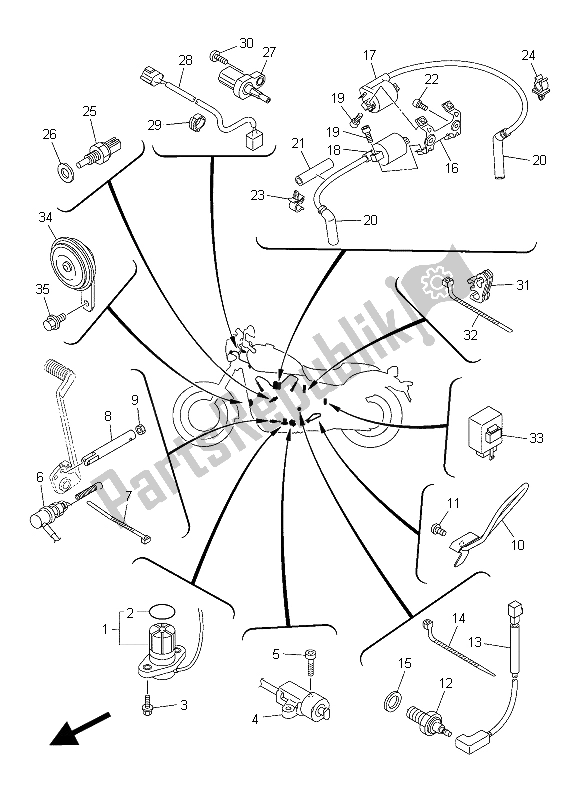 Wszystkie części do Elektryczny 1 Yamaha XVS 950 CR 2015