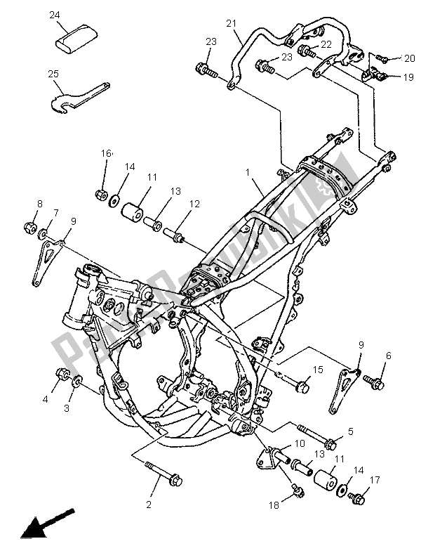 All parts for the Frame of the Yamaha DT 125R 1995