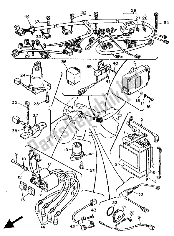 All parts for the Electrical 2 of the Yamaha FJ 1200 1986