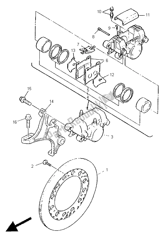 Toutes les pièces pour le étrier De Frein Arrière du Yamaha GTS 1000 1998