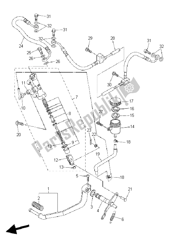 Tutte le parti per il Pompa Freno Posteriore del Yamaha FZ6 SA Fazer 600 2006