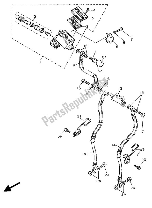 Toutes les pièces pour le Maître-cylindre Avant du Yamaha XV 1100 Virago 1989