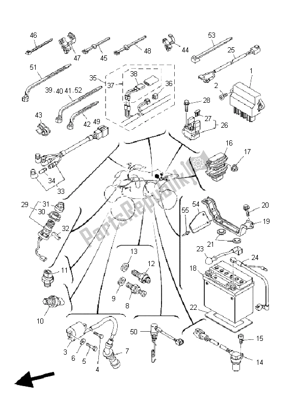 All parts for the Electrical 1 of the Yamaha YFM 660R 2003