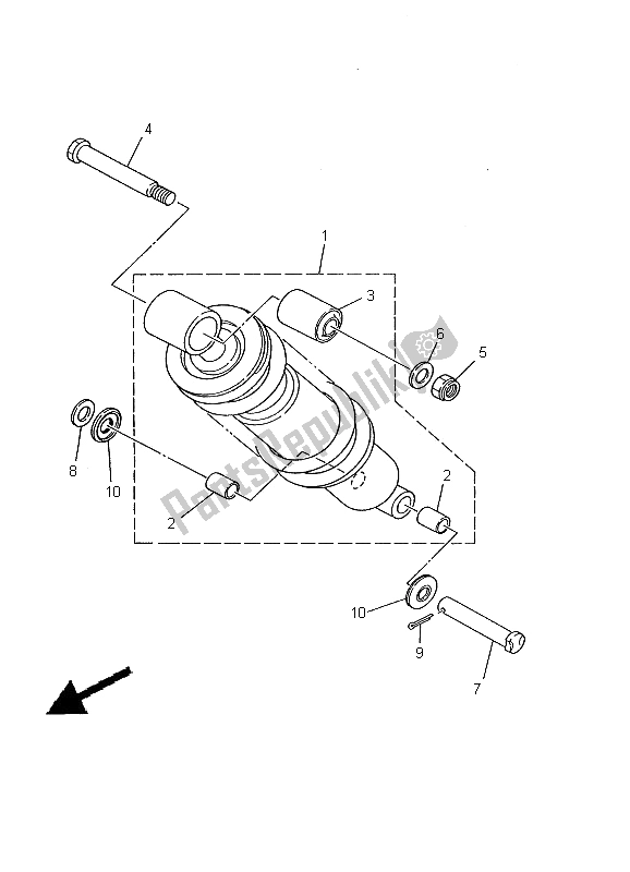 Todas as partes de Suspensão Traseira do Yamaha TW 125 2000