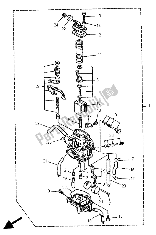 Todas as partes de Carburador do Yamaha TDR 125 1996