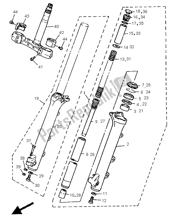 Tutte le parti per il Forcella Anteriore del Yamaha XV 750 Virago 1995