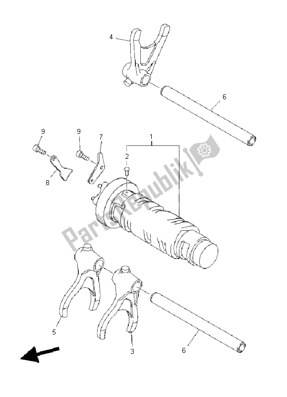 All parts for the Shift Cam & Fork of the Yamaha XJ6 FA 600 2011