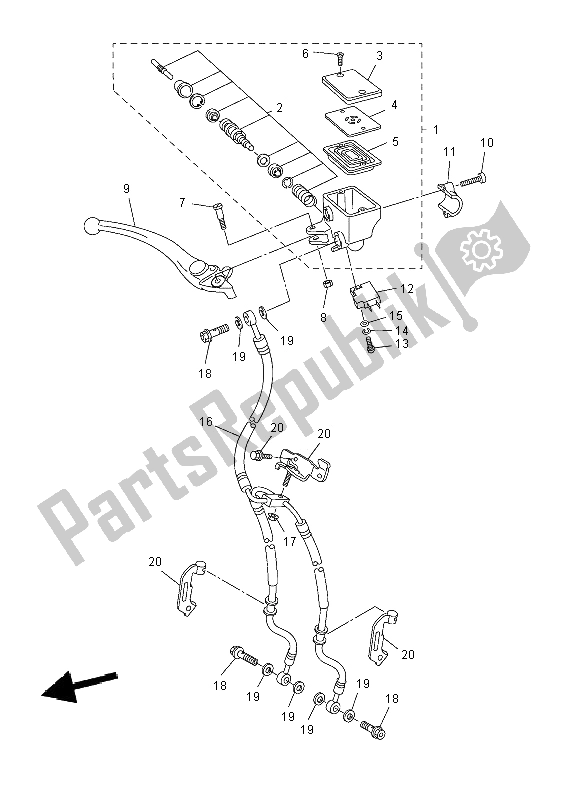 All parts for the Front Master Cylinder of the Yamaha FZ8 S 800 2012