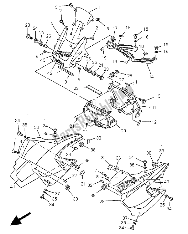 Todas as partes de Capota 1 do Yamaha TDR 125 1999