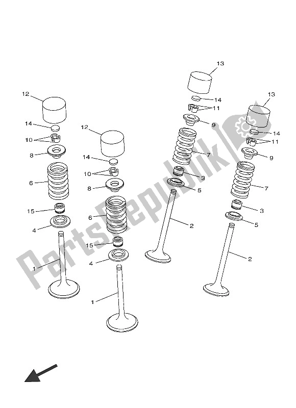 All parts for the Valve of the Yamaha WR 250F 2016