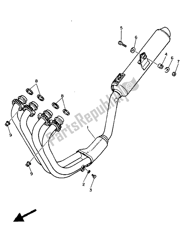 All parts for the Exhaust of the Yamaha FZ 600 1988