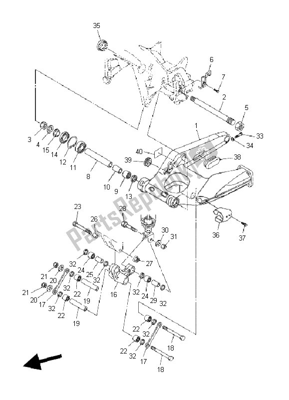 All parts for the Rear Arm of the Yamaha FJR 1300 AS 2009