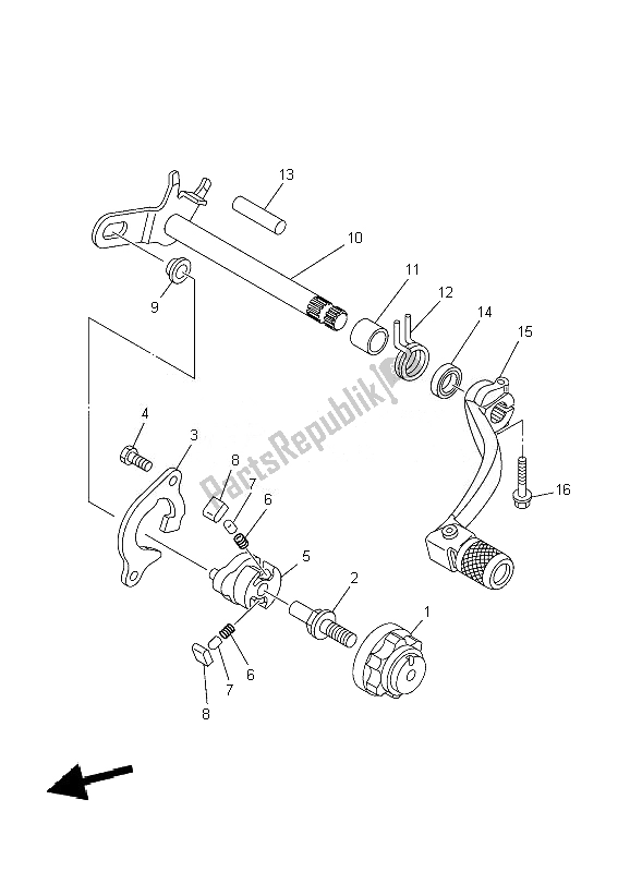 All parts for the Shift Shaft of the Yamaha YZ 250F 2010