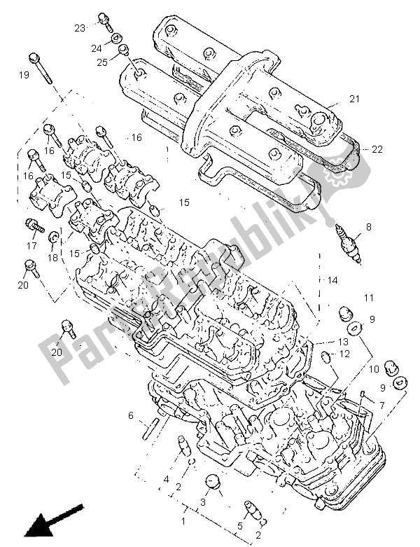 Toutes les pièces pour le Culasse du Yamaha GTS 1000 1998