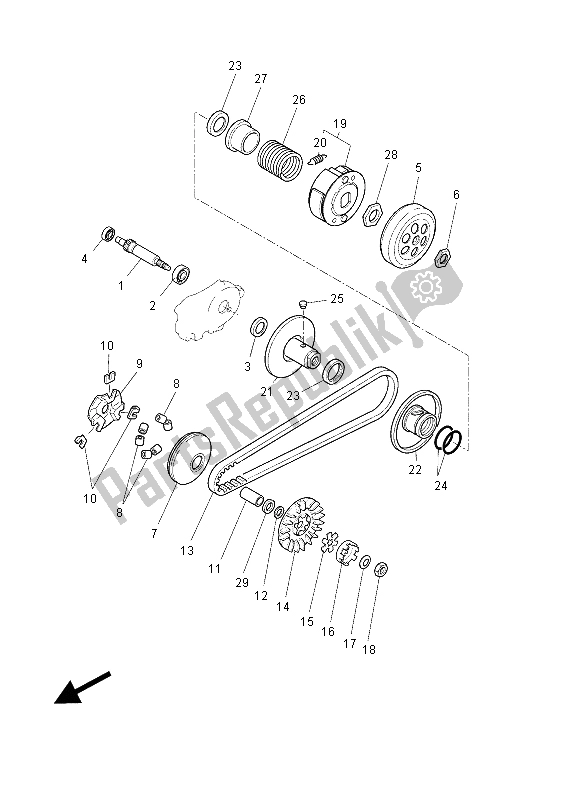 Todas as partes de Embreagem do Yamaha YN 50 2015