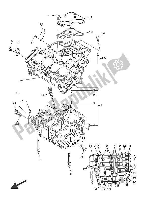 Alle onderdelen voor de Carter van de Yamaha XJ6 NA 600 2016
